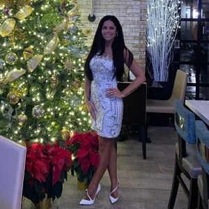 Jovani White Dress Size 0 white/silver/gold/pearl